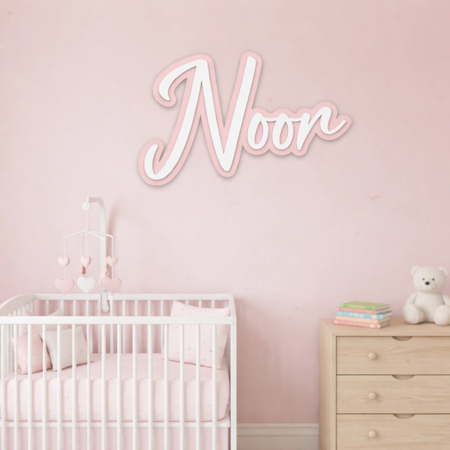 personalized double layer name cutout sign for kids room wall decor in Pakistan