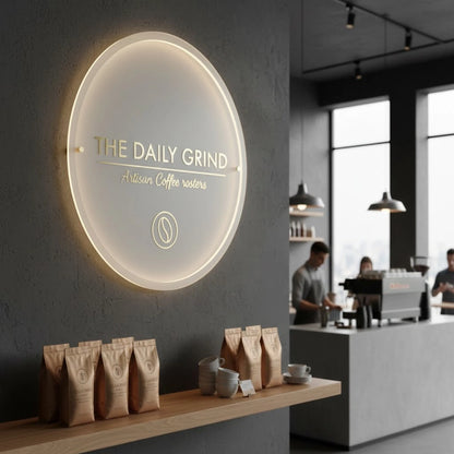 customised round acrylic business or office or bakery or house name plate 