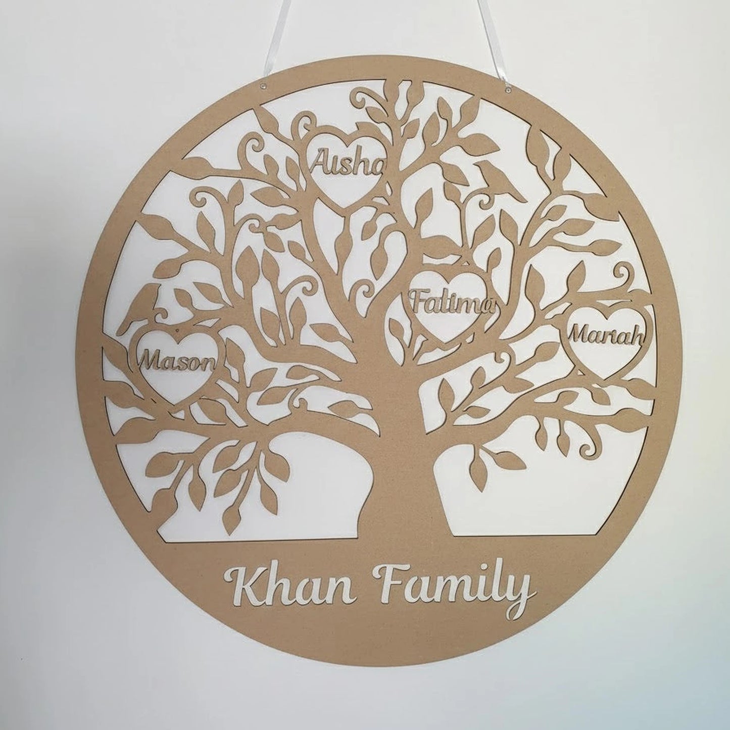 Personalised family tree plaque with custom names wall hanging