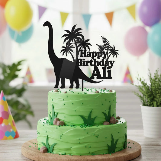Dinosaur themed cake topper for birthday cake decoration