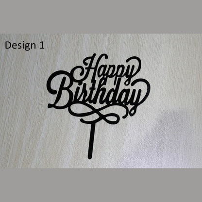 acrylic black happy birthday cake topper for birthday celebrations
