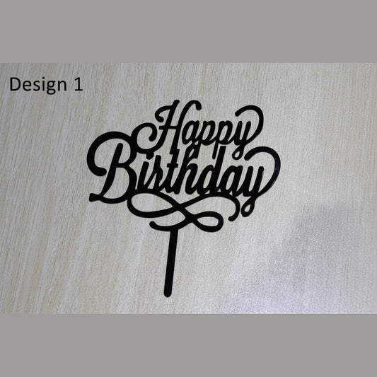 acrylic black happy birthday cake topper for birthday celebrations