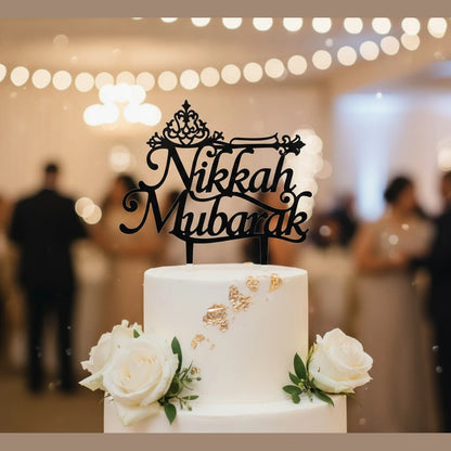 acrylic black nikkah mubarak cake topper for nikkah or wedding in Pakistan