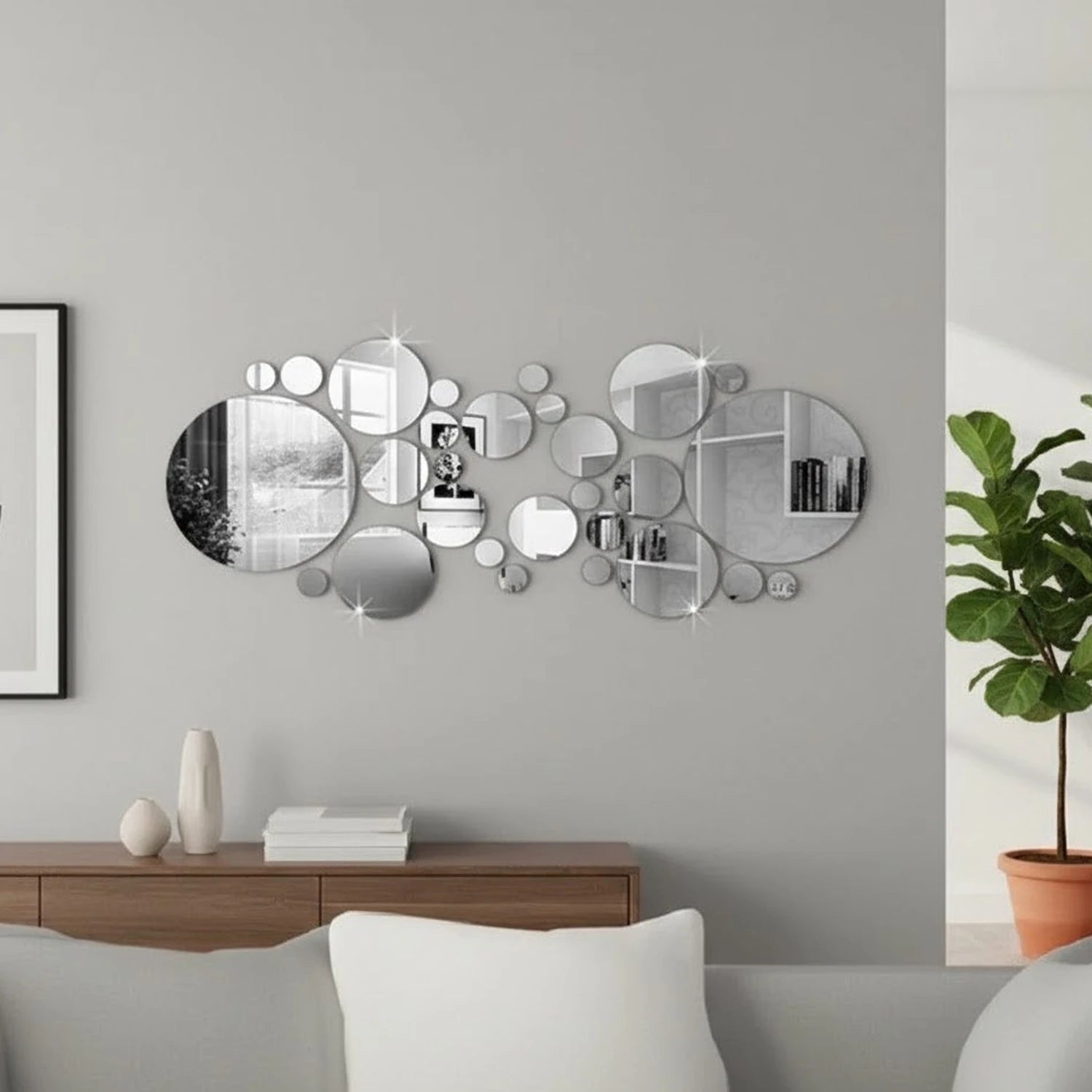 acrylic circle wall mirror for home or living area interior designing