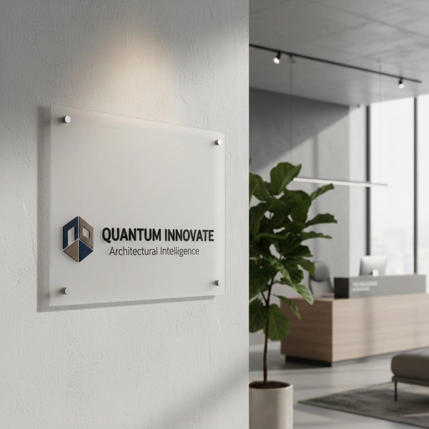 personalised acrylic frosted reception sign for business branding plate 