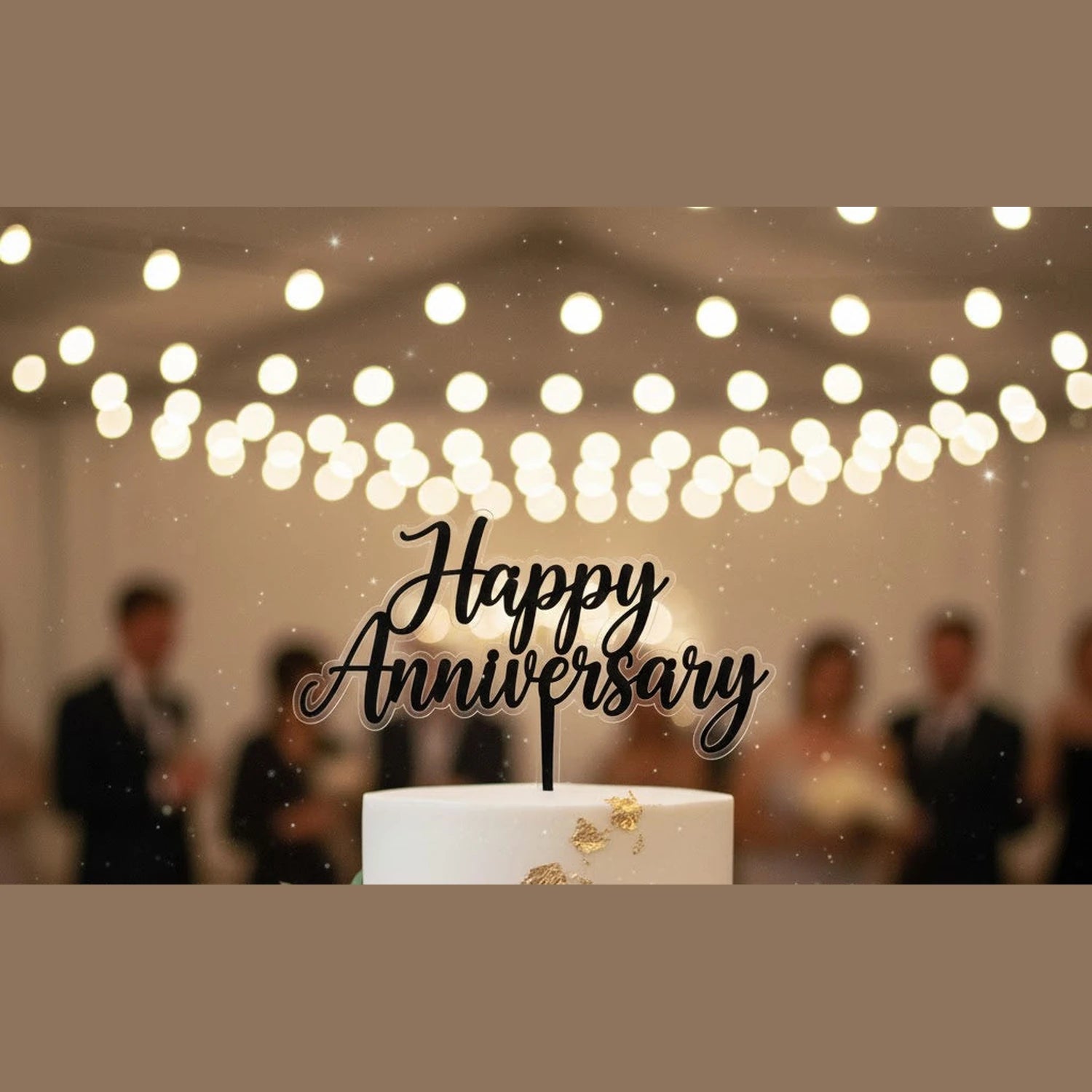 personalised acrylic happy anniversary cake topper for event celebration