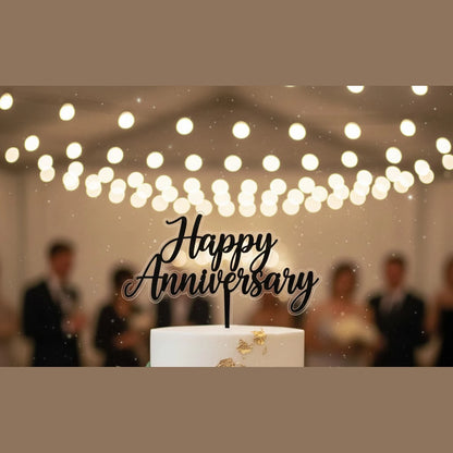 personalised acrylic happy anniversary cake topper for event celebration