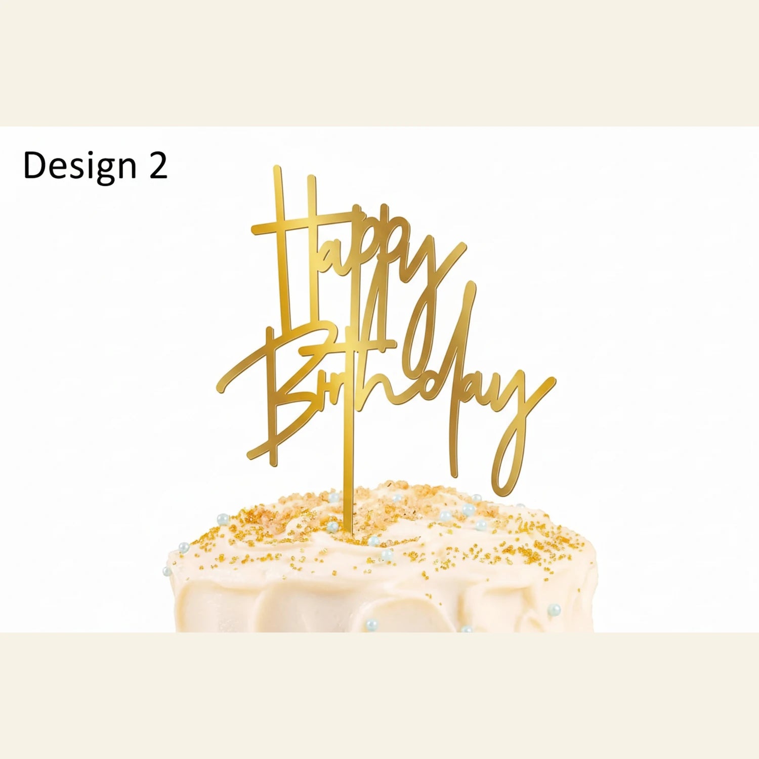 personalised acrylic happy birthday cake topper in gold for birthday celebrations in Pakistan