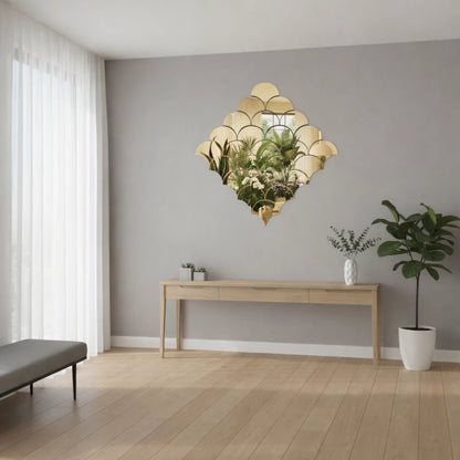 Acrylic mirror panel wall decor in gold for modern home interior decoration