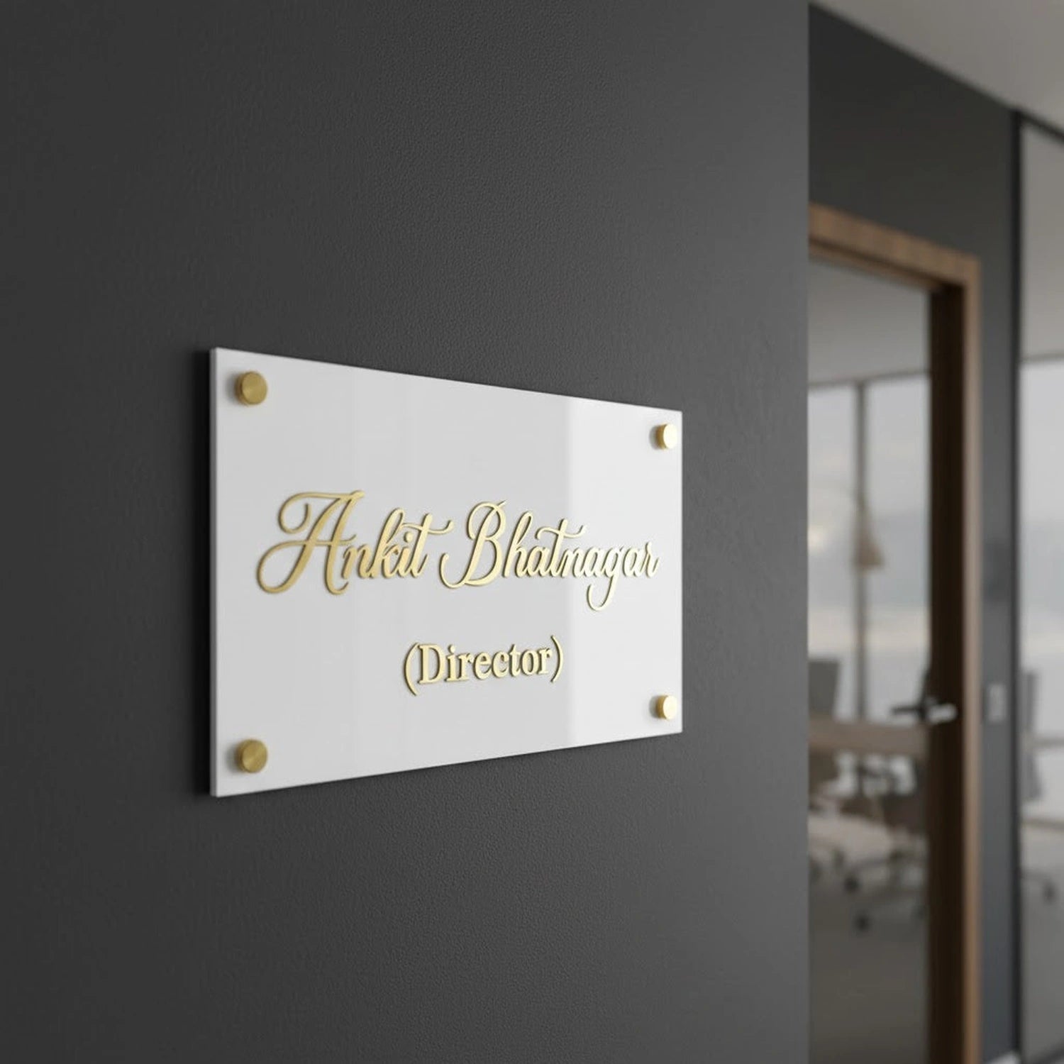 Personalized office name plate wall decor for office entrance in Pakistan