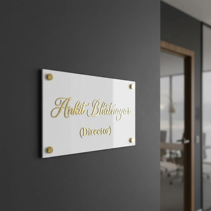 Personalized office name plate wall decor for office entrance in Pakistan