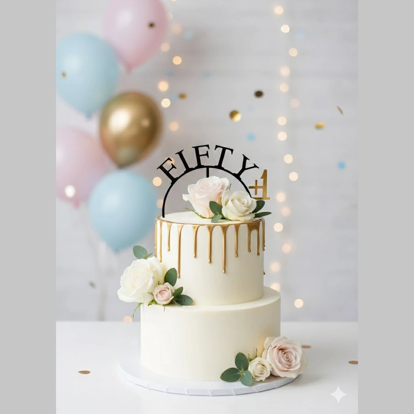 Arch shaped acrylic cake topper for birthday, anniversary and celebration cakes
