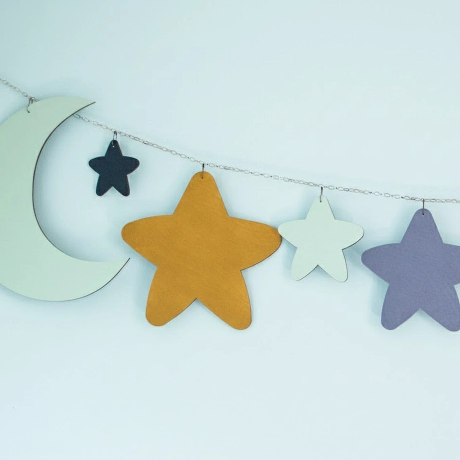 moon and star theme wooden wall hanging for nursery and kids room decor