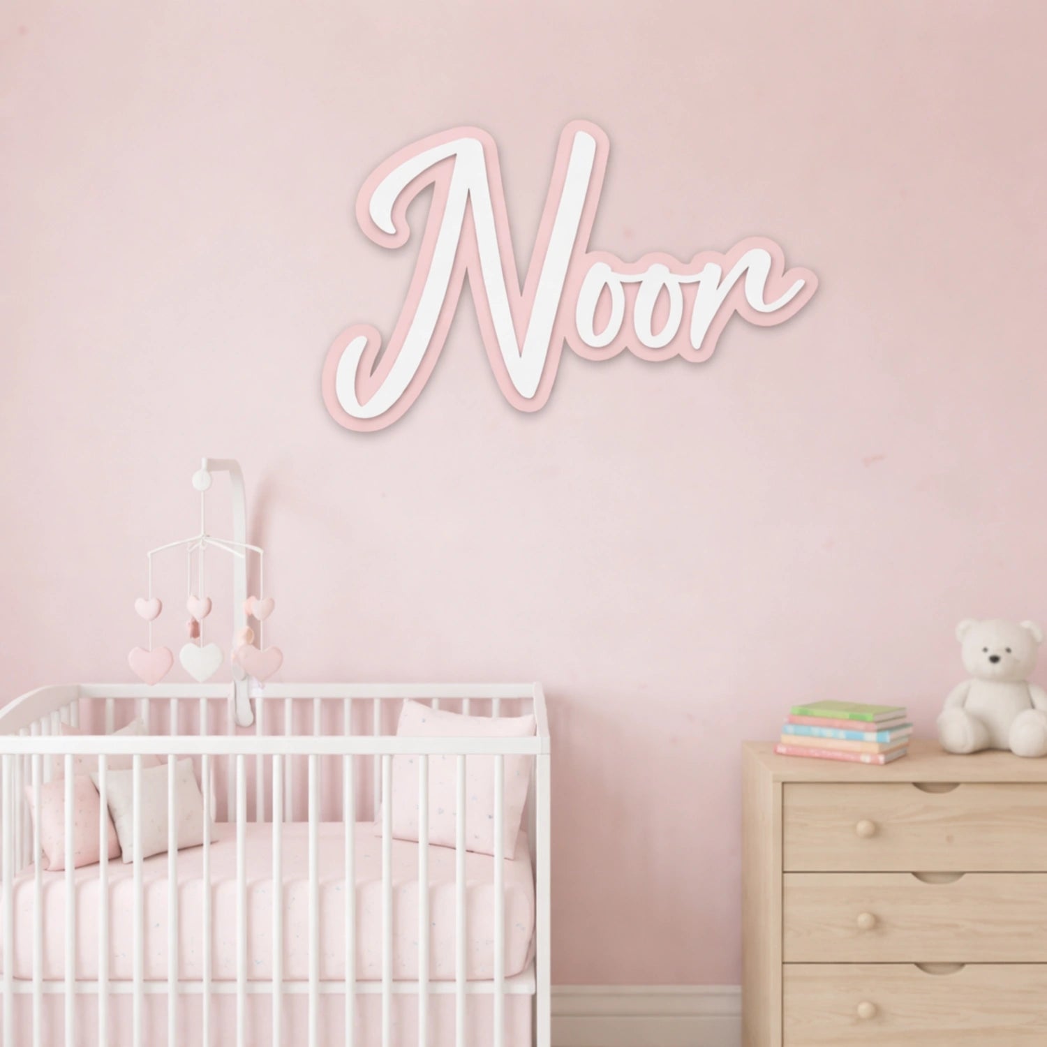 personalized double layer name cutout sign for kids room wall decor in Pakistan