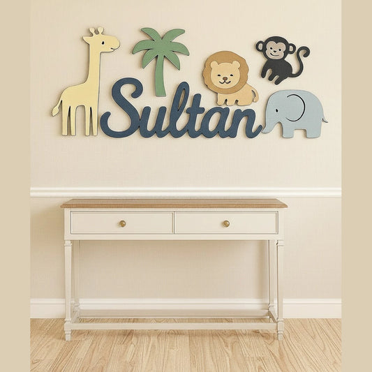 Custom safari theme name for kids room wall decor in pakistan