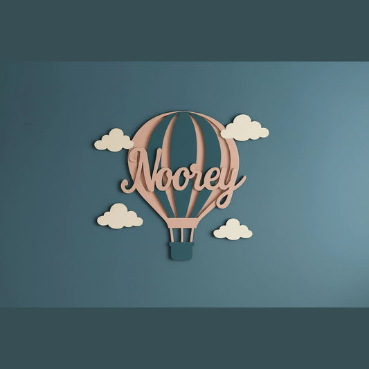 custom hot air balloon with 3D name cutout for kids room wall decor in Pakistan
