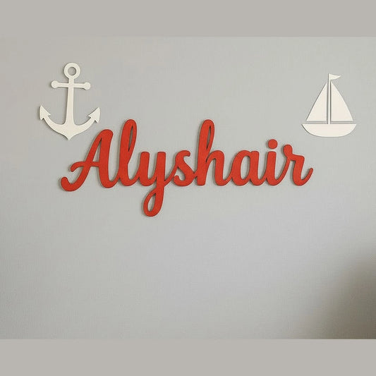 custom theme sea pirate with anchor and sailboat with name cutout for kids wall decor