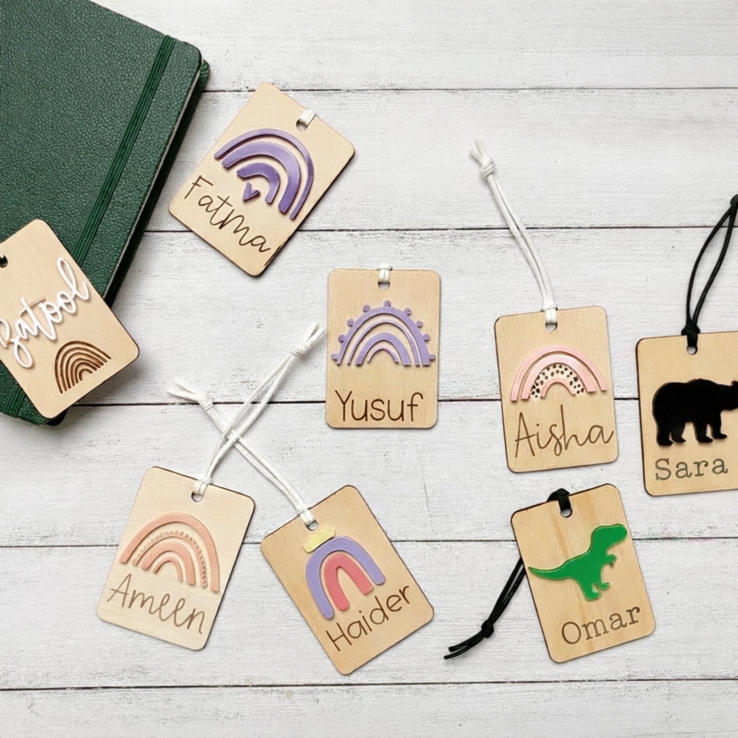 customised acrylic name bag tag for kids school bag with personalised name