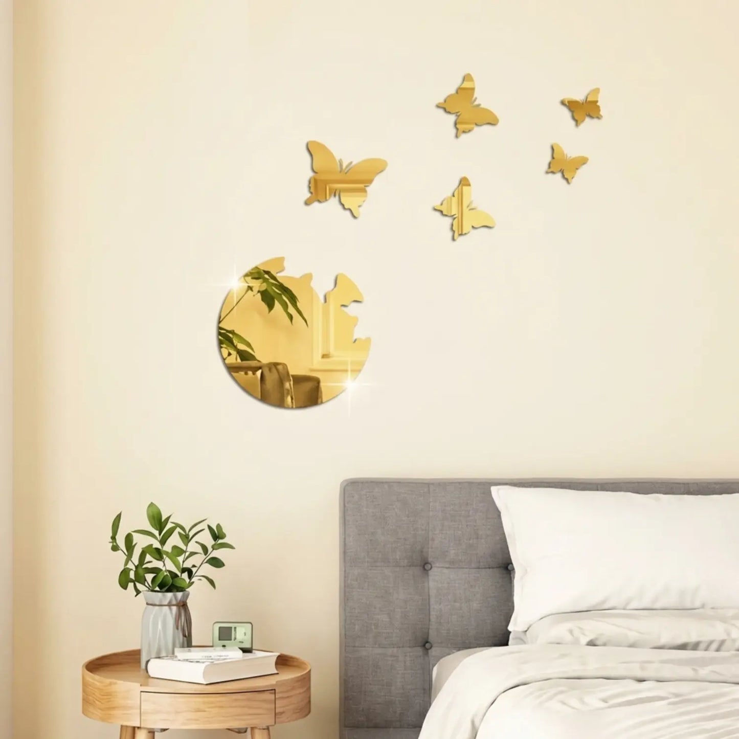 Gold acrylic butterfly wall decor – 3D mirror butterflies for modern home interior