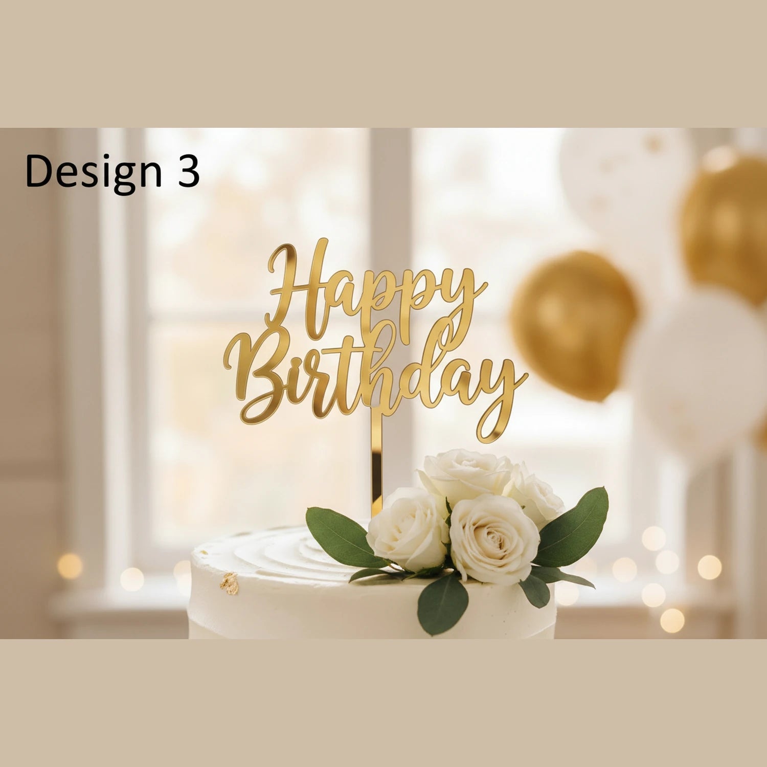 gold acrylic happy birthday cake topper for birthday celebrations for kids or adults