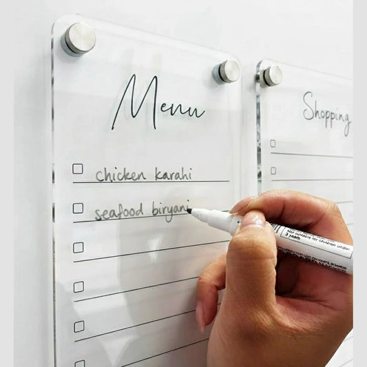 Reusable acrylic meal list planner for daily task planning for menu