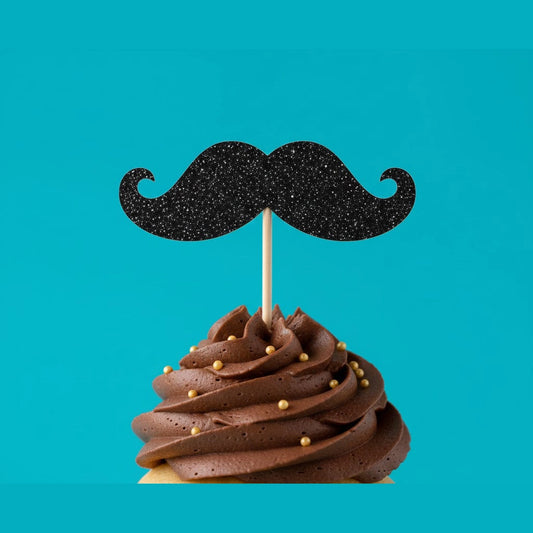 Personalized acrylic mustache cupcake or cake topper for birthday and celebration cakes