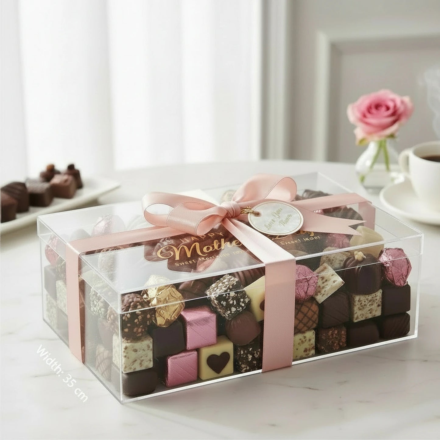 Clear acrylic Mother’s Day gift box with heartfelt quote for mother