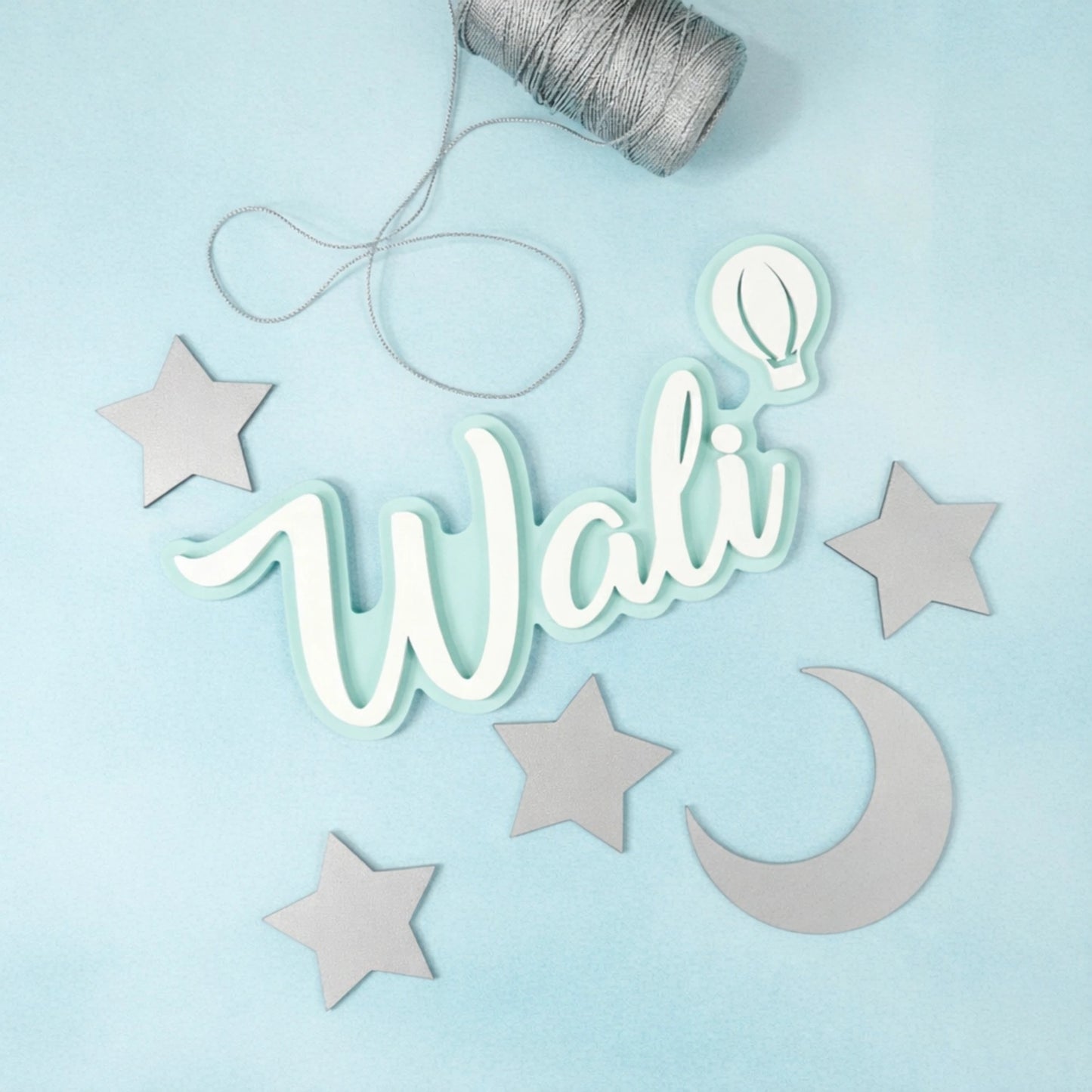 Custom 3D name hot air balloon name sign or name plaque wall decor for baby nursery and kids room Pakistan