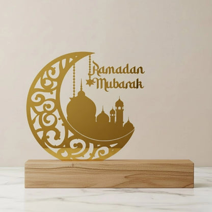 Elegant Ramadan Mubarak acrylic decor plaque for home and office display