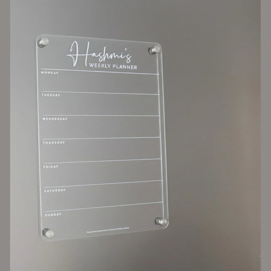 Reusable acrylic weekly planner board for refrigerator and home use