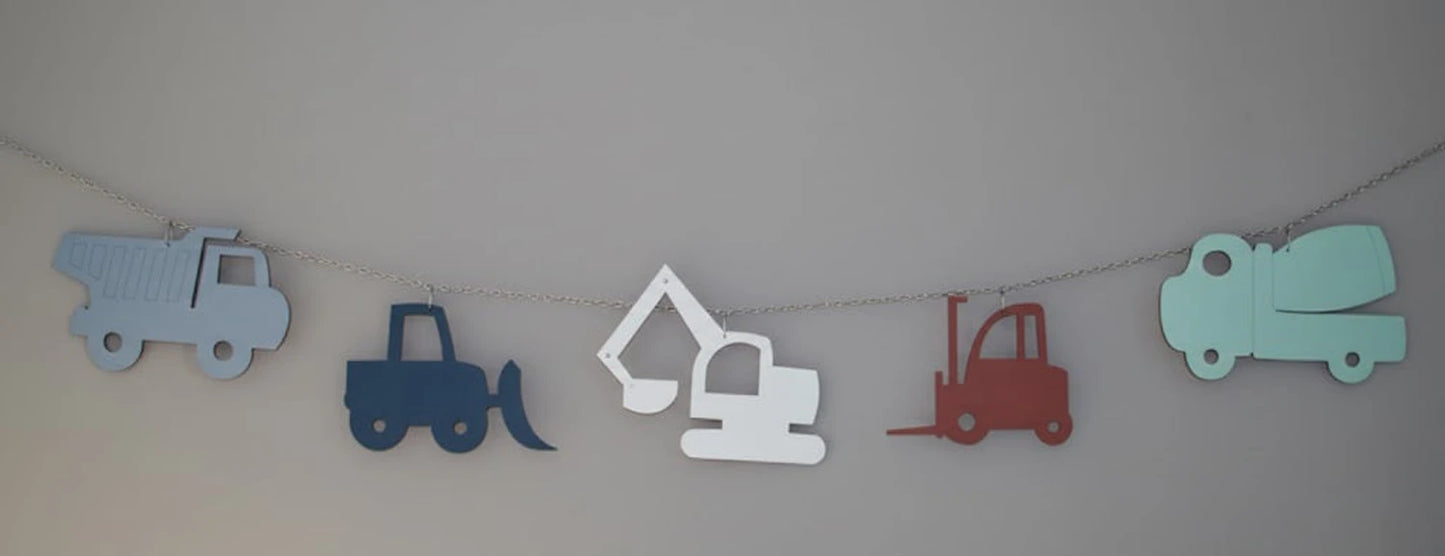 work vehicles theme wooden wall hanging for nursery and kids room decor 