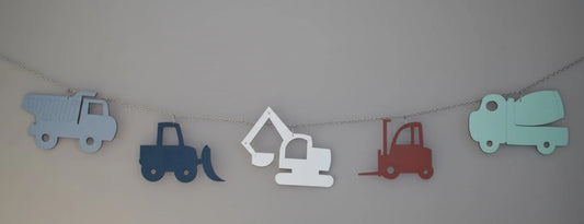 work vehicles theme wooden wall hanging for nursery and kids room decor 