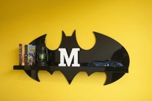 Personalized Batman Kids Wall Shelf with Name Initial | Wooden Wall Shelf for Kids Room Decor Pakistan