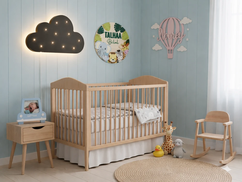 kids & nursery room decor item including name boards, personalized name plaques, night light kids room lamps