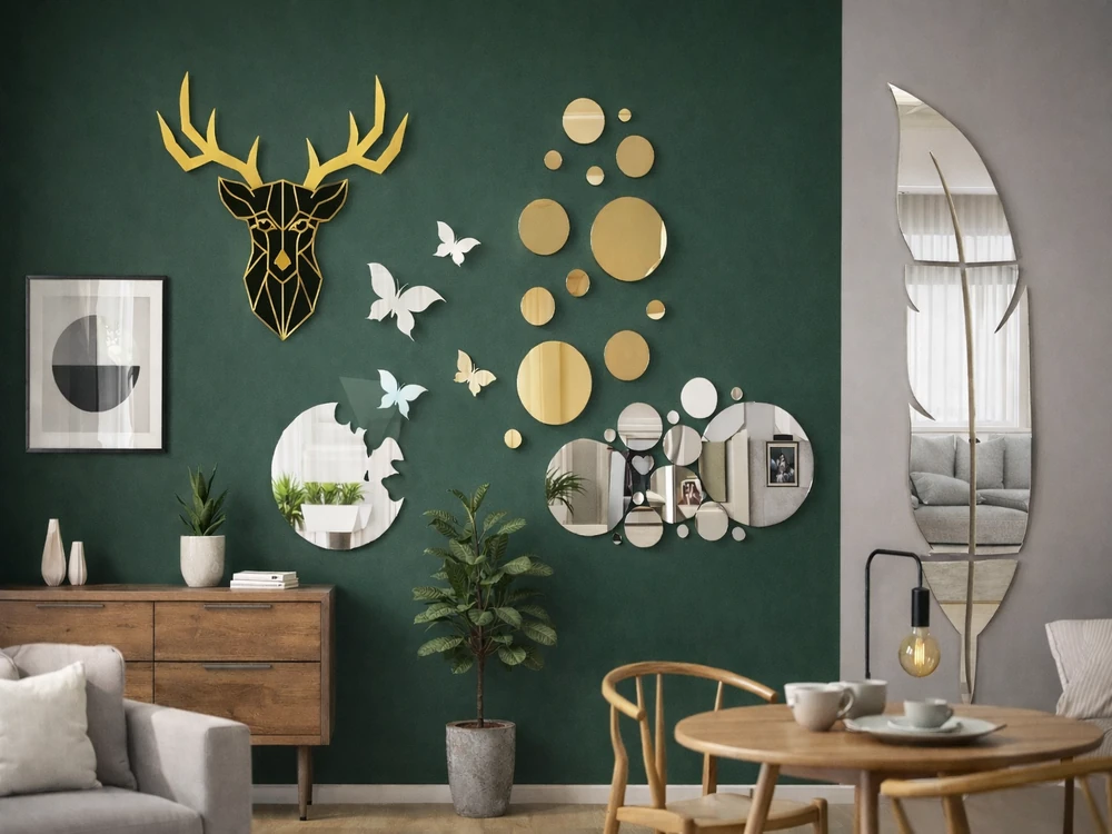 wall decor including many items like family tree