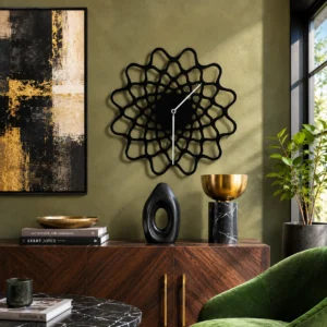 Modern Spiral Web Wall Clock | Black Geometric Home Decor