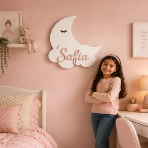 Personalized Moon Cloud Name Sign | Kids Room Wall Decor