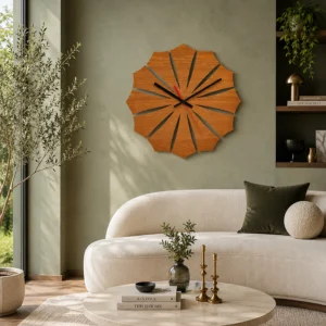 Starburst Petal Wooden Wall Clock