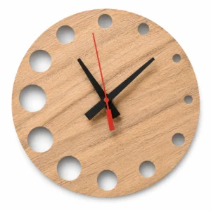 Minimalist Wooden Wall Clock | Modern Circle Cutout Decor