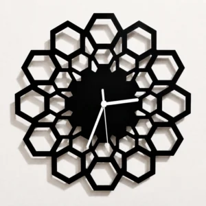 Modern Honeycomb Wall Clock | Geometric Wooden Home Decor