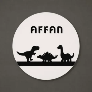 Personalized Dinosaur Name Sign | Round Kids Room Decor