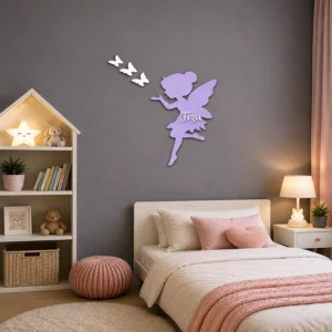 Personalized Fairy Name Sign | Purple Kids Room Wall Decor