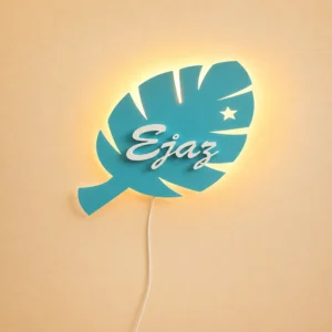 Personalized Leaf LED Name Light | Kids Room Wall Lamp