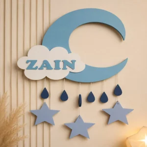 Personalized Moon Cloud Name Sign | Nursery Decor