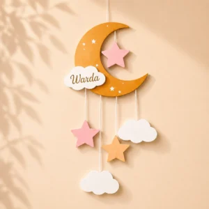 Personalized Wooden Moon Star Hanging Mobile | Nursery Decor