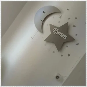 Personalized Moon Star LED Name Light | Nursery & Kids Room Wall Decor
