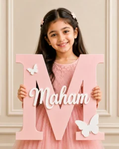 Personalized Wooden Name Letter with Butterflies | Custom Kids Name Sign for Nursery, Birthday & Photo Prop