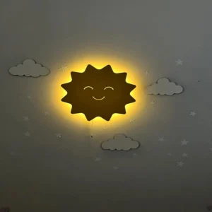 Smiling Sun LED Wall Light | Kids Room Night Lamp