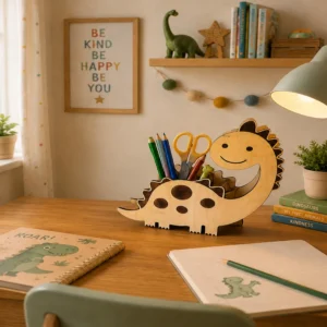 wooden-dinosaur-pencil-holder