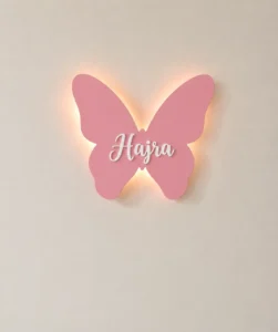 Personalized Butterfly Name Light – Custom LED Wooden Wall Decor | Kids Room & Nursery Night Light